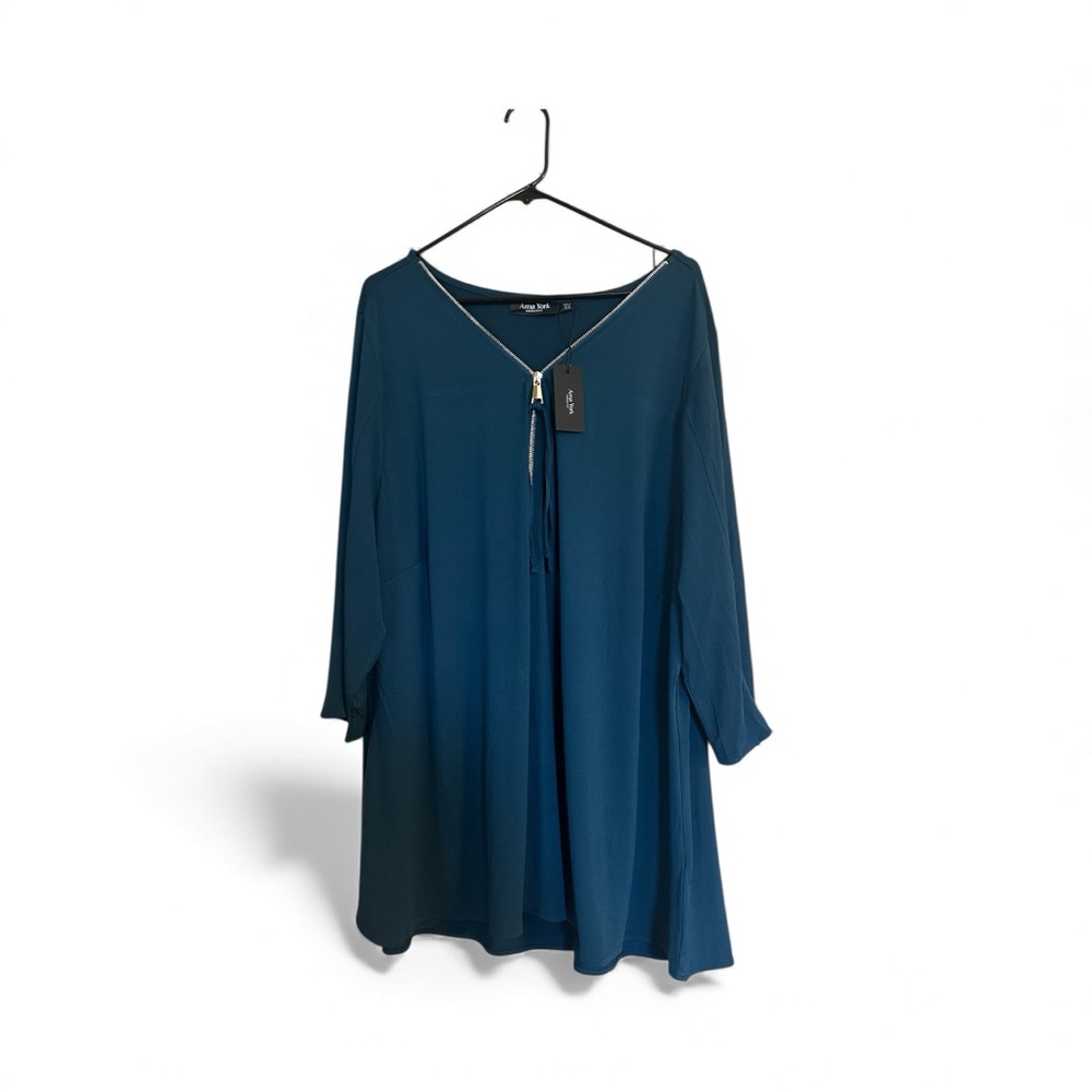 NWT Arna York Collection Women's Teal Dress with Zipper Detail